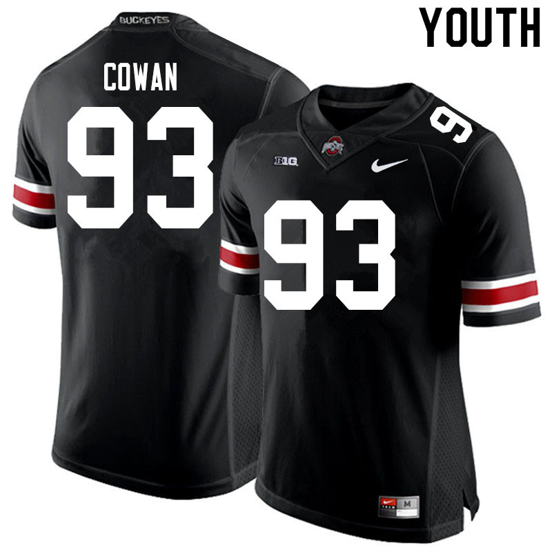 Ohio State Buckeyes Jacolbe Cowan Youth #93 Black Authentic Stitched College Football Jersey